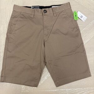 Volcom Tan Flat Front Shorts Modern Straight Chinos Back to School